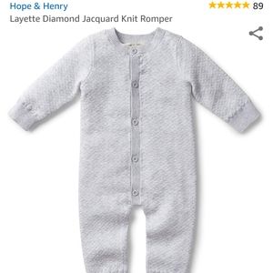 👶3/$12 - Gray knit Hope & Henry Layette Romper
